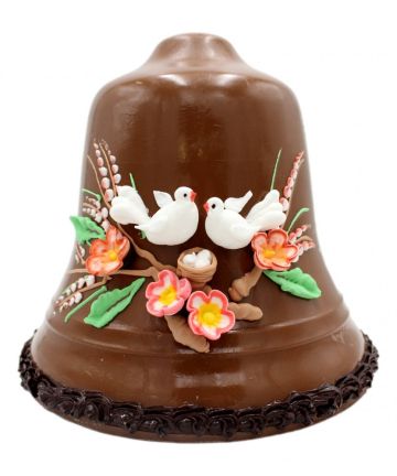 РЪЧНО ПРАВЕНА ПРАВЕНА ВЕЛИКДЕНСКА КАМБАНКА ОТ ШОКОЛАД С ПИЛЕНЦА 40 ГР