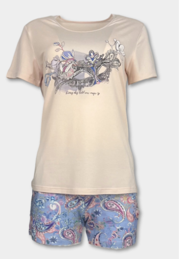 ДАМСКА ПИЖАМА МАСКА МАДЖИК ТЕНИСКА И КЪСИ ПАНТАЛОНИ L
