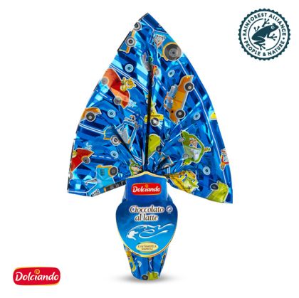 ЩРАУСОВО ЯЙЦЕ ДОЛЧИАНДО С МЛЕЧЕН ШОКОЛАД И ИЗНЕНАДА ВЪТРЕ 250 ГР /ЦВЕТЕН ЦЕЛУФАН/