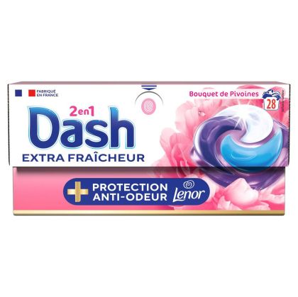 ДАШ КАПСУЛИ ЗА УНИВЕРСАЛНО ПРАНЕ С БУКЕТ ПЕОНИЯ 28 БР / РОЗОВИ / 