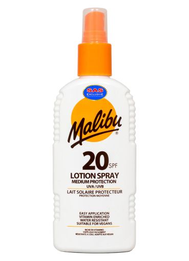 МАЛИБУ SPF20 СЛЪНЦЕЗАЩИТЕН СПРЕЙ-ЛОСИОН 200 МЛ