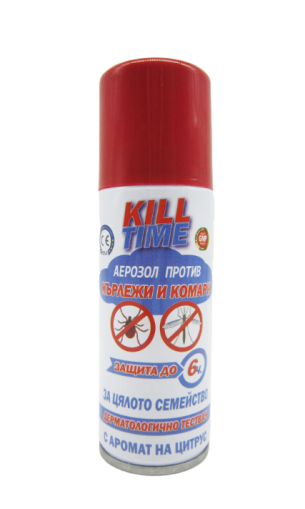 КИЛ ТАЙМ СПРЕЙ ПРОТИВ  КОМАРИ И КЪРЛЕЖИ 100 МЛ / ЧЕРВЕН / 