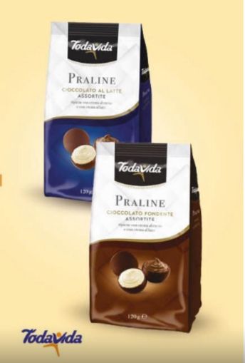 ШОКОЛАДОВИ БОНБОНИ ТОДАВИДА АСОРТИ С МЛЕЧЕН ШОКОЛАД 120 ГР / СИНИ/