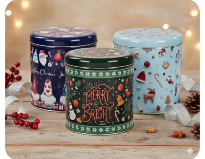 ПАНЕТОН В КОЛЕДНА МЕТАЛНА КУТИЯ С ПОРТОКАЛОВИ КОРИЧКИ И СТАФИДИ 750 ГР