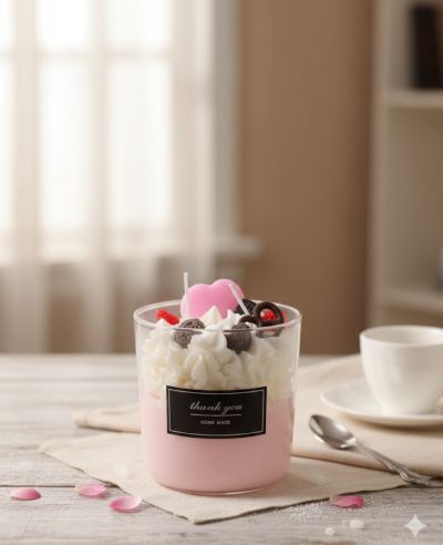 РЪЧНО ИЗРАБОТЕНА СВЕЩ КАПУЧИНО С МАКАРОН 330 МЛ