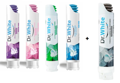 Д-Р УАЙТ СЕТ ИЗБЕЛВАЩИ ПАСТИ ЗА ЗЪБИ 4 Х 100 МЛ ПОМПА + 1 ПОДАРЪК