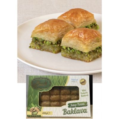 БАКЛАВА ОЗАТ С ШАМ ФЪСТЪК В КУТИЯ 400 ГР
