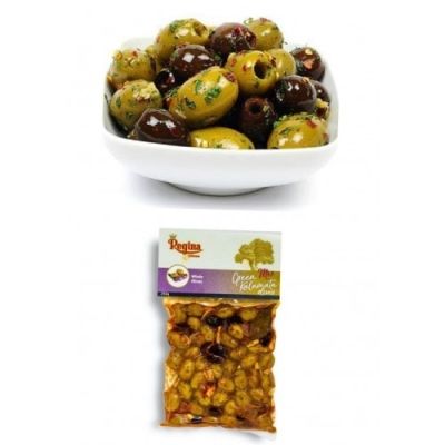 РЕДЖИНА МАСЛИНИ МИКС КАЛАМАТА И ЗЕЛЕНИ С ПОДПРАВКИ 250 ГР /ПЛИК/