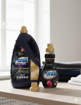 ПУРОКС  ТЕЧЕН ГЕЛ  ЗА ЧЕРНИ ДРЕХИ 4000 МЛ 133 ПР + ПОДАРЪК ПАРФЮМ ЗА ДРЕХИ ПУРОКС 400 МЛ / ЧЕРЕН/ 