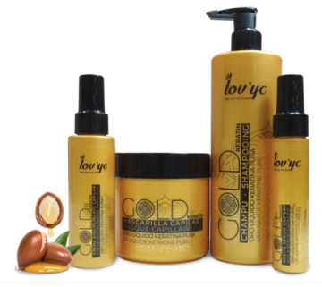 4 СЕТ - ЛАВ Ю СИ ГОЛД КЕРАТИН ШАМПОАН,МАСКА И КРЕМ ЗА КОСА 