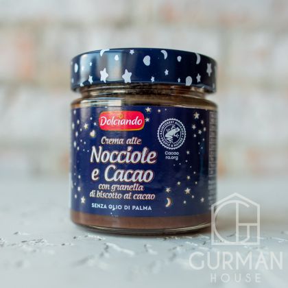 ТЕЧЕН ШОКОЛАД ДОЛЧИАНДО С НАТРОШЕНИ БИСКВИТКИ 350 ГР