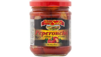 ИТАЛИАНСКИ ПЕПЕРОНЧИНИ ПЪЛНИ С ФИЛЕ ОТ РИБА ТОН В ЗЕХТИН 190 ГР