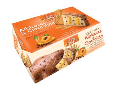КОЛОМБА БАТИСТЕРО ИТАЛИАНСКИ КОЗУНАК С КАПКА ШОКОЛАД И ПЪЛНЕЖ КАЙСИЯ 750 ГР