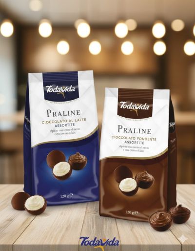 ШОКОЛАДОВИ БОНБОНИ ТОДАВИДА АСОРТИ  С ЧЕРЕН ШОКОЛАД 120 ГР / КАФЕВИ/