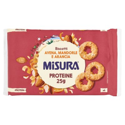 МИСУРА ПРОТЕИНОВИ ОВЕСЕНИ БИСКВИТИ С ПОРТОКАЛ И БАДЕМ 6 Х 25 ГР / ЧЕРВЕНА/