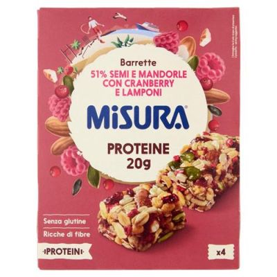 МИСУРА ПРОТЕИНОВИ БАРЧЕТА 51% СЕМЕНА И БАДЕМИ С ЧЕРВЕНА БОРОВИНКА И МАЛИНИ 4 X 30 ГР