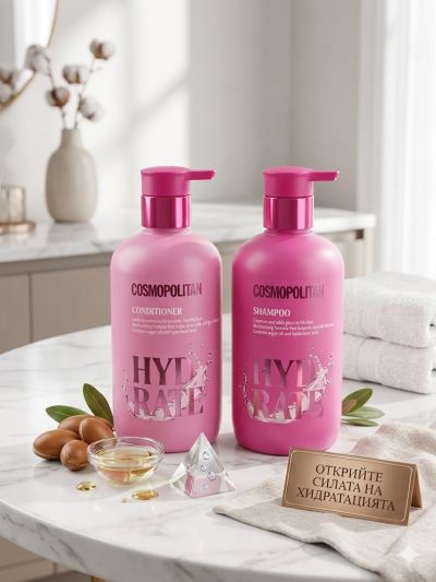 КОСМОПОЛИТЪН СЕТ ШАМПОАН И БАЛСАМ ЗА СУХА КОСА 2 Х 400 МЛ /ЦИКЛАМА/