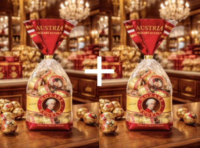 МОЦАРТ БОНБОНИ С ШОКОЛАД И ПЪЛНЕЖ ОТ НУГА КРЕМ 1 + 1 264 ГР /ПЛИК/